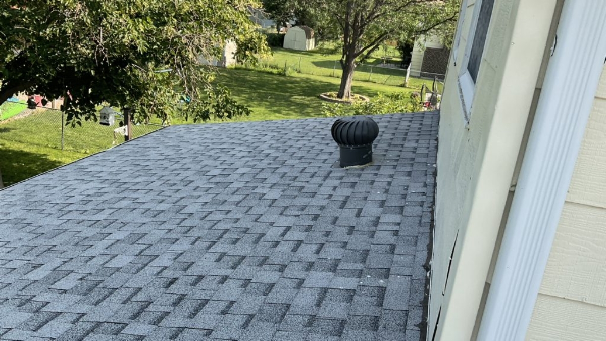 Asphalt roof replacement by Greeley roofing company, Custom Exteriors