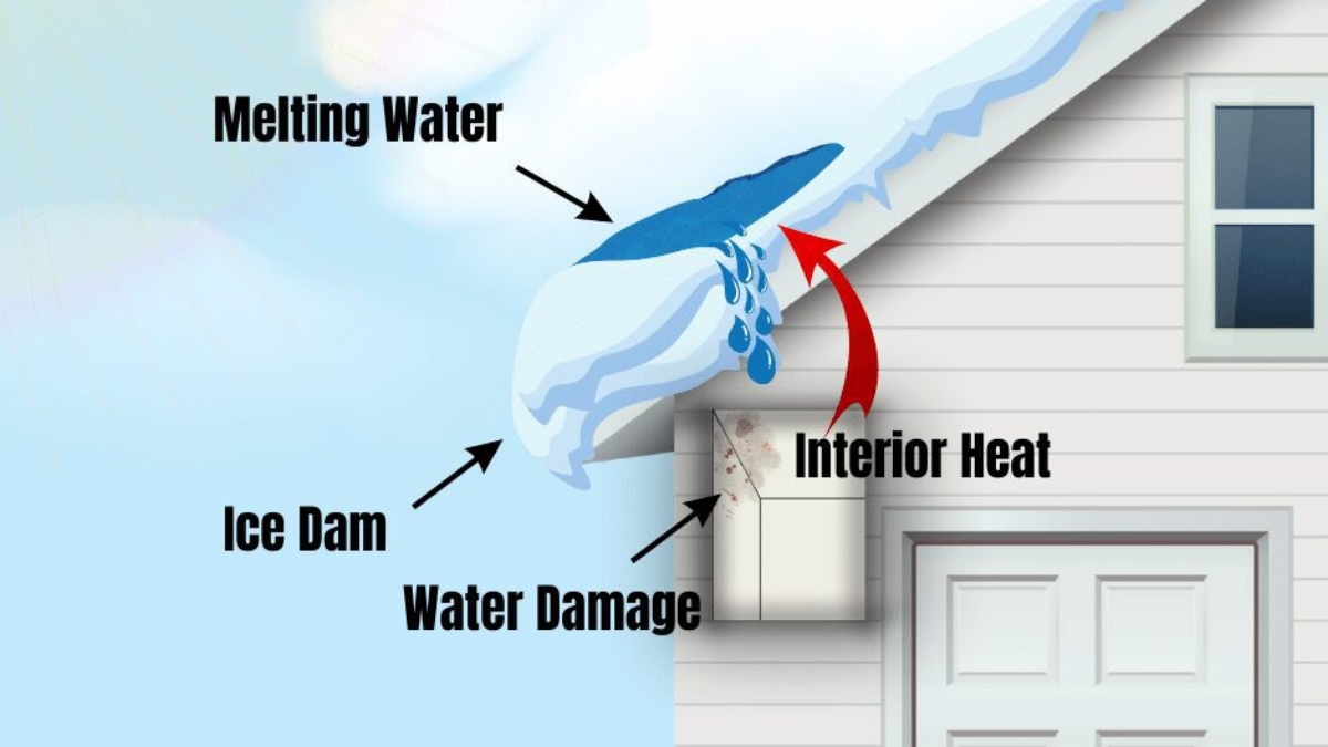 What is an Ice dam infographic made by Custom Exteriors
