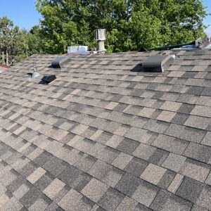 New asphalt roof with roof vents installed by Custom Exteriors